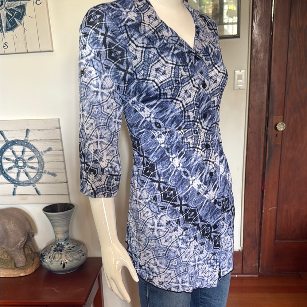 NWT Style&Co size small Blue Patterned Women's Top